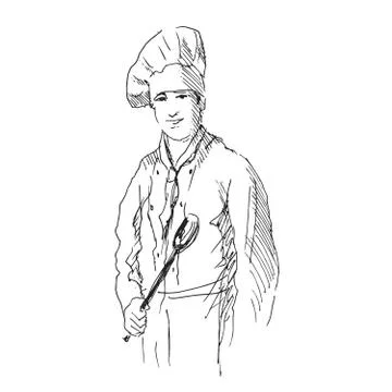 Hand sketch chef Stock Illustration