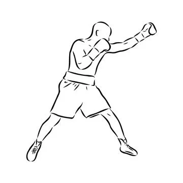 Hand sketch vector of Muay Thai or Thai Boxing. Beautiful martial art that us Stock Illustration