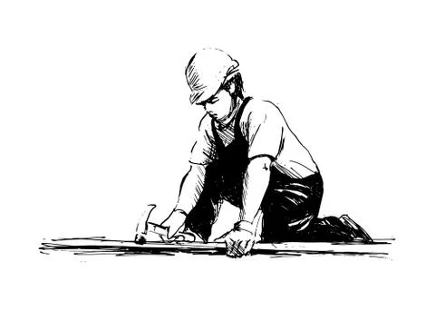 Hand sketch worker Stock Illustration