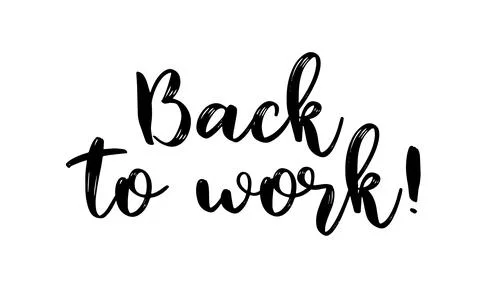 Hand sketched BACK TO WORK quote as ad, web banner. Lettering for banner, header Stock Illustration