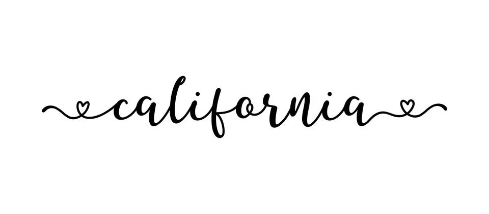 Hand sketched California text. Script lettering for poster, sticker, flyer Illustrazione stock