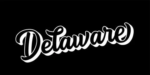 Hand sketched DELAWARE text. 3D vintage, retro lettering for poster, sticker Stock Illustration