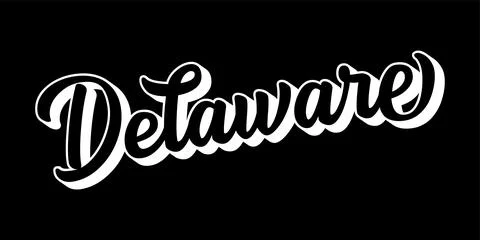 Hand sketched DELAWARE text. 3D vintage, retro lettering for poster, sticker Stock Illustration