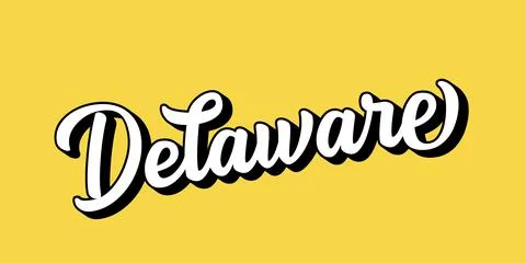 Hand sketched DELAWARE text. 3D vintage, retro lettering for poster, sticker Stock Illustration