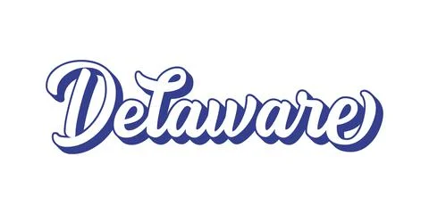Hand sketched DELAWARE text. 3D vintage, retro lettering for poster, sticker Stock Illustration