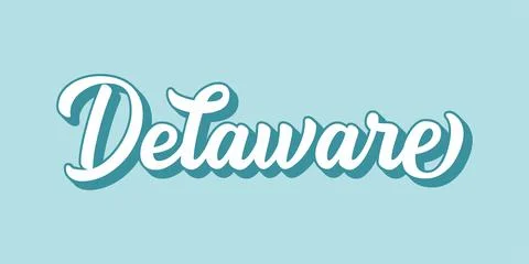 Hand sketched DELAWARE text. 3D vintage, retro lettering for poster, sticker Stock Illustration