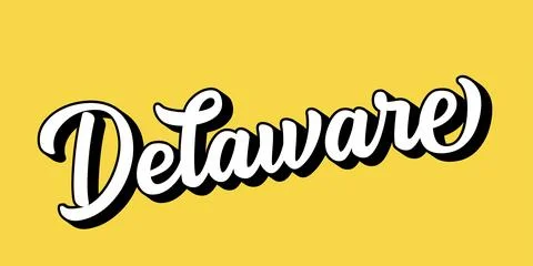 Hand sketched DELAWARE text. 3D vintage, retro lettering for poster, sticker Stock Illustration