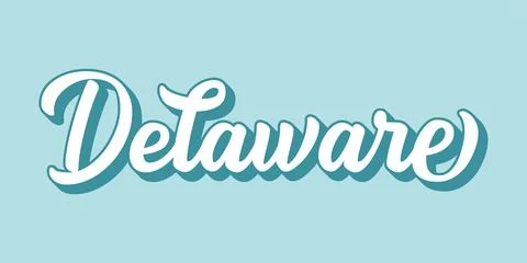 Hand sketched DELAWARE text. 3D vintage, retro lettering for poster, sticker Stock Illustration