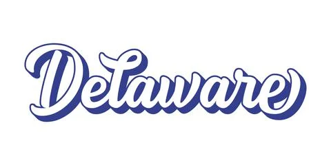 Hand sketched DELAWARE text. 3D vintage, retro lettering for poster, sticker Stock Illustration