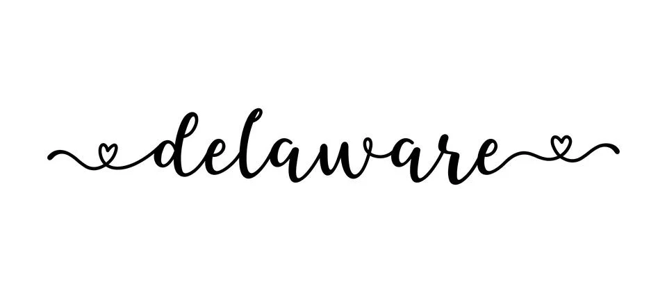 Hand sketched DELAWARE text. Script lettering for poster, sticker, flyer, header 스톡 일러스트