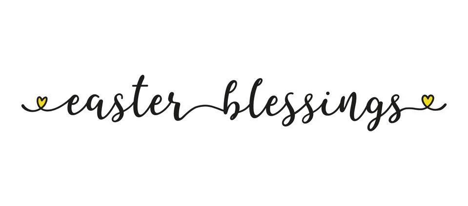 Hand sketched EASTER BLESSINGS phrase as banner. Lettering for poster, label Stock Illustration