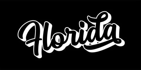 Hand sketched FLORIDA text. 3D vintage, retro lettering for poster, sticker Stock Illustration
