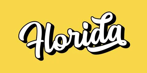 Hand sketched FLORIDA text. 3D vintage, retro lettering for poster, sticker Stock Illustration
