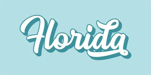 Hand sketched FLORIDA text. 3D vintage, retro lettering for poster, sticker Stock Illustration