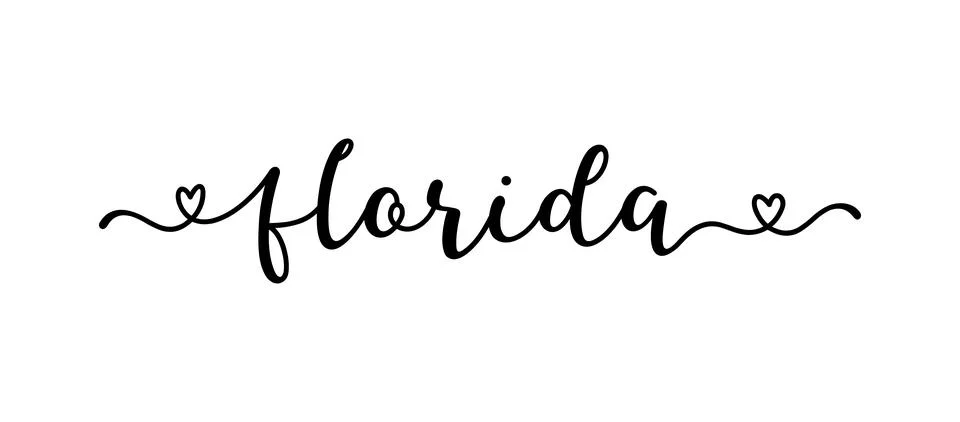 Hand sketched FLORIDA text. Script lettering for poster, sticker, flyer, header 스톡 일러스트