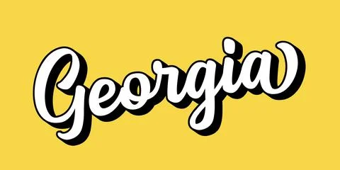 Hand sketched GEORGIA text. 3D vintage, retro lettering for poster, sticker Stock Illustration