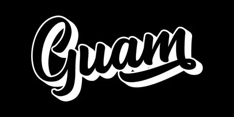 Hand sketched GUAM text. 3D vintage, retro lettering for poster, sticker, flyer Stock Illustration