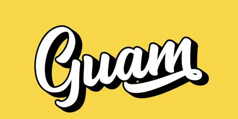 Hand sketched GUAM text. 3D vintage, retro lettering for poster, sticker, flyer Stock Illustration
