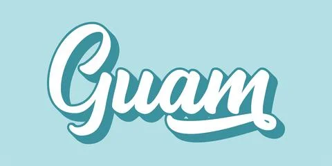 Hand sketched GUAM text. 3D vintage, retro lettering for poster, sticker, flyer Stock Illustration
