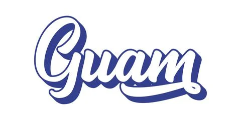 Hand sketched GUAM text. 3D vintage, retro lettering for poster, sticker, flyer Stock Illustration