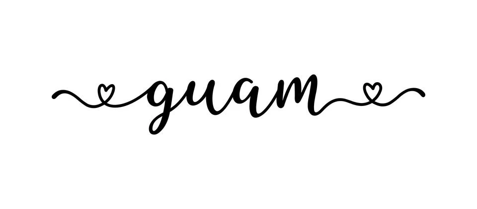 Hand sketched GUAM text. Script lettering for poster, sticker, flyer, header 스톡 일러스트