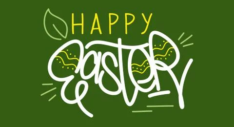 Hand Sketched Happy Easter Vector Typograpy As Logotype, Badge and Icon, Easter Illustrazione stock