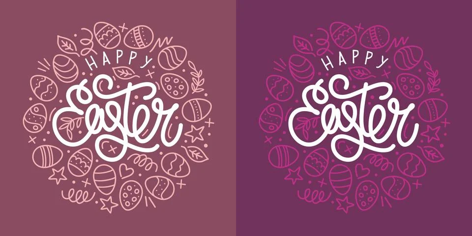 Hand Sketched Happy Easter Vector Typograpy As Logotype, Badge and Icon, Easter Stock Illustration