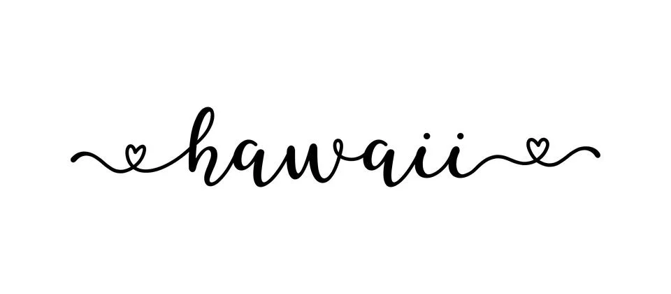 Hand sketched HAWAII text. Script lettering for poster, sticker, flyer, header Stock Illustration
