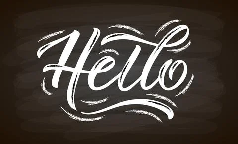 Hand sketched hello lettering typography. Handwritten inspirational quote hello Stock Illustration
