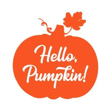 Hand sketched HELLO PUMPKIN quote as banner. Lettering for poster, label Stock Illustration