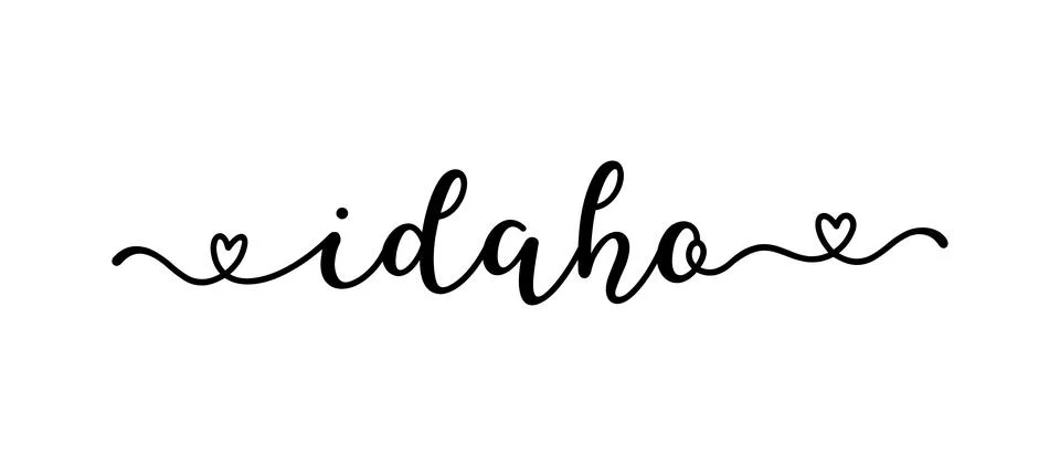Hand sketched IDAHO text. Script lettering for poster, sticker, flyer, header Stock Illustration
