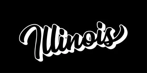 Hand sketched ILLINOIS text. 3D vintage, retro lettering for poster, sticker Stock Illustration