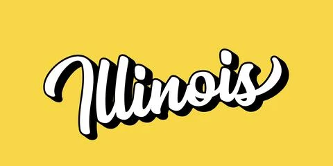 Hand sketched ILLINOIS text. 3D vintage, retro lettering for poster, sticker Stock Illustration