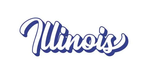 Hand sketched ILLINOIS text. 3D vintage, retro lettering for poster, sticker Stock Illustration