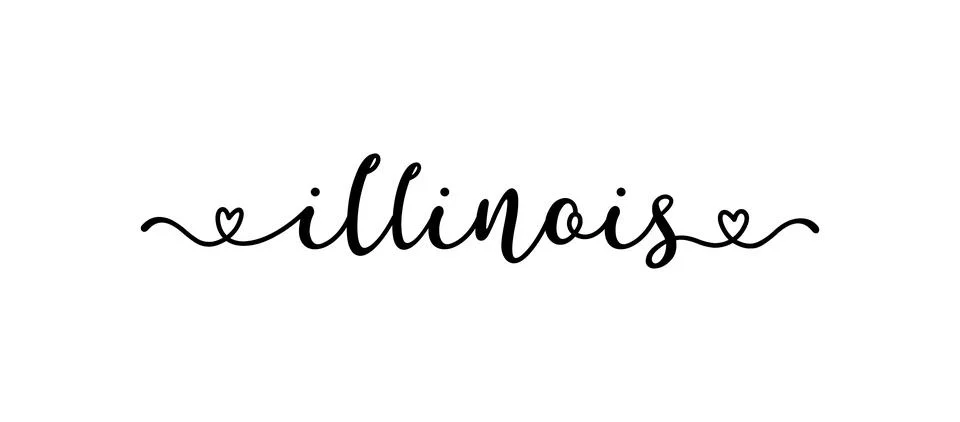 Hand sketched ILLINOIS text. Script lettering for poster, sticker, flyer, header イラスト素材