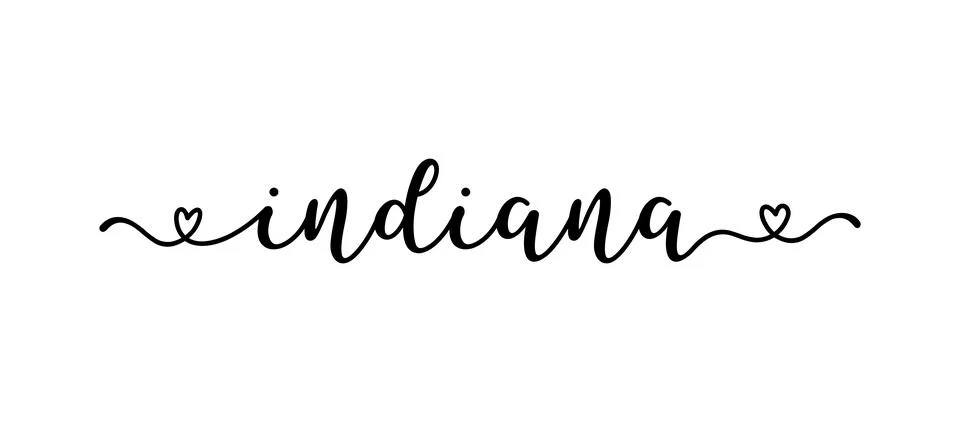 Hand sketched INDIANA text. Script lettering for poster, sticker, flyer, header 스톡 일러스트