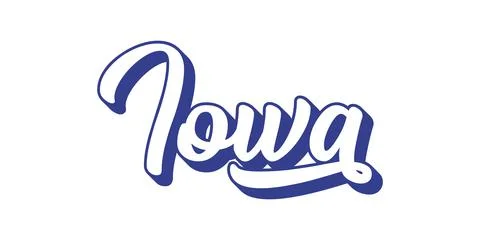 Hand sketched IOWA text. 3D vintage, retro lettering for poster, sticker, flyer Stock Illustration