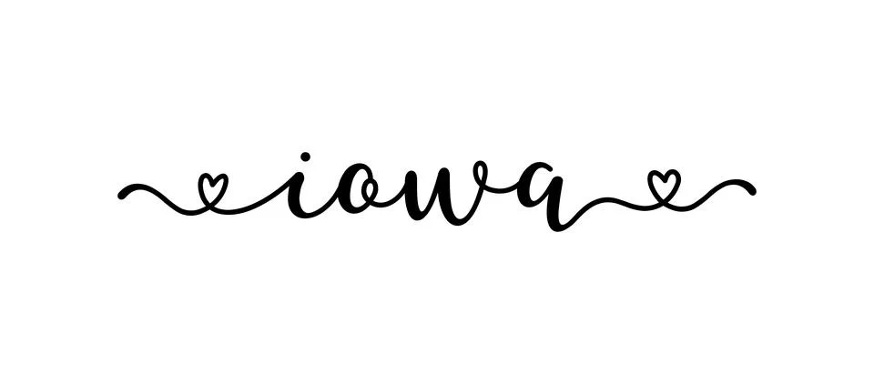 Hand sketched IOWA text. Script lettering for poster, sticker, flyer, header Stock Illustration