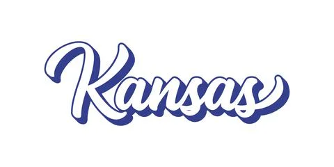 Hand sketched KANSAS text. 3D vintage, retro lettering for poster, sticker Stock Illustration