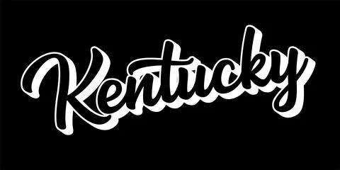 Hand sketched KENTUCKY text. 3D vintage, retro lettering for poster, sticker Stock Illustration