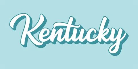 Hand sketched KENTUCKY text. 3D vintage, retro lettering for poster, sticker Stock Illustration