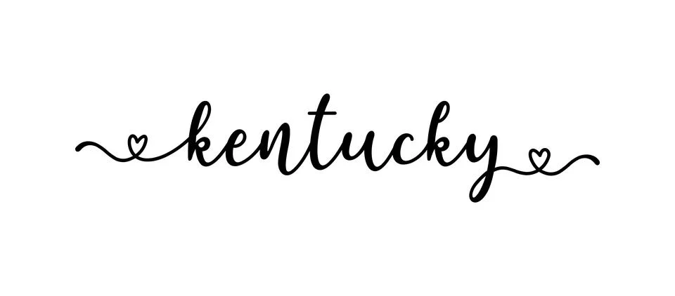 Hand sketched KENTUCKY text. Script lettering for poster, sticker, flyer, header Stock Illustration