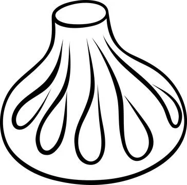 Hand-sketched khinkali vector in black and white, perfect for food apps or .. Stock Illustration