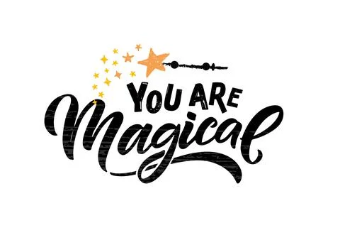 Hand sketched magic vector illustration with lettering typography quotes Stock Illustration