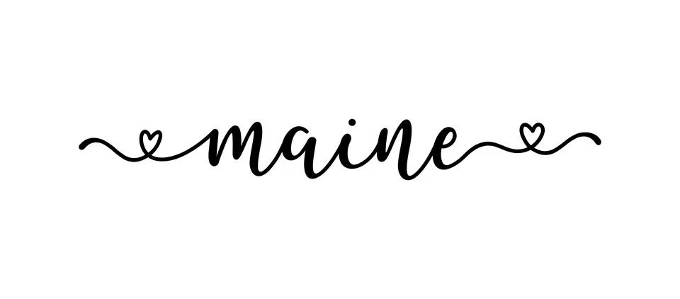 Hand sketched MAINE text. Script lettering for poster, sticker, flyer, header イラスト素材
