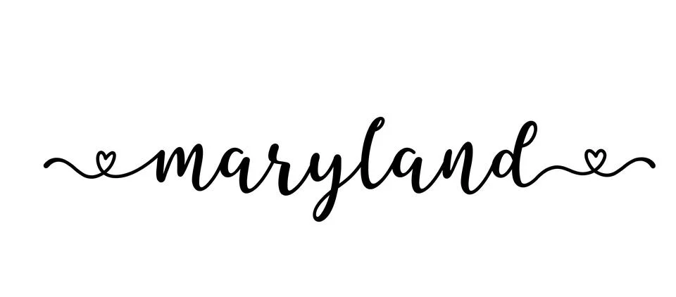 Hand sketched MARYLAND text. Script lettering for poster, sticker, flyer, header 스톡 일러스트