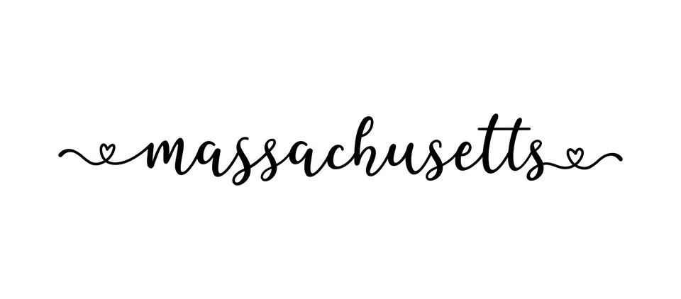 Hand sketched Massachusetts text. Script lettering for poster, sticker, flyer Stock Illustration