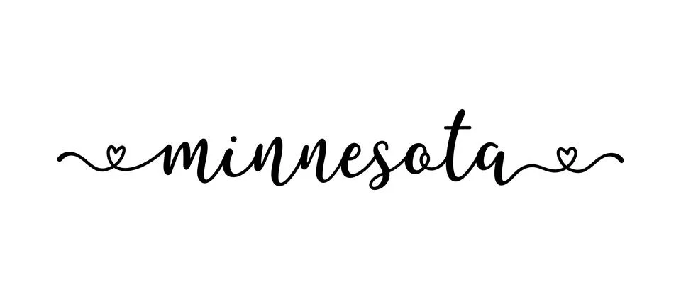 Hand sketched MINNESOTA text. Script lettering for poster, sticker, flyer 스톡 일러스트