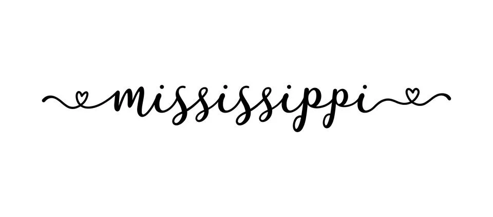 Hand sketched MISSISSIPPI text. Script lettering for poster, sticker, flyer Stock Illustration