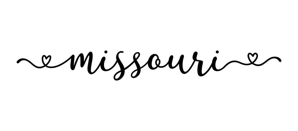 Hand sketched MISSOURI text. Script lettering for poster, sticker, flyer, header 스톡 일러스트